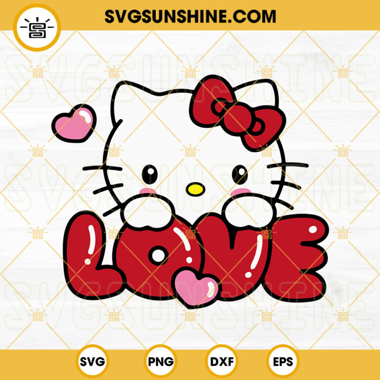 Hello Kitty Love SVG, Cute Hello Kitty Valentines Day SVG PNG DXF EPS