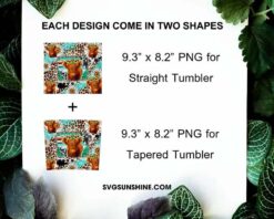 Highland Cow Sunflower Skinny Tumbler Wrap, Western Cow Tumbler Design File
