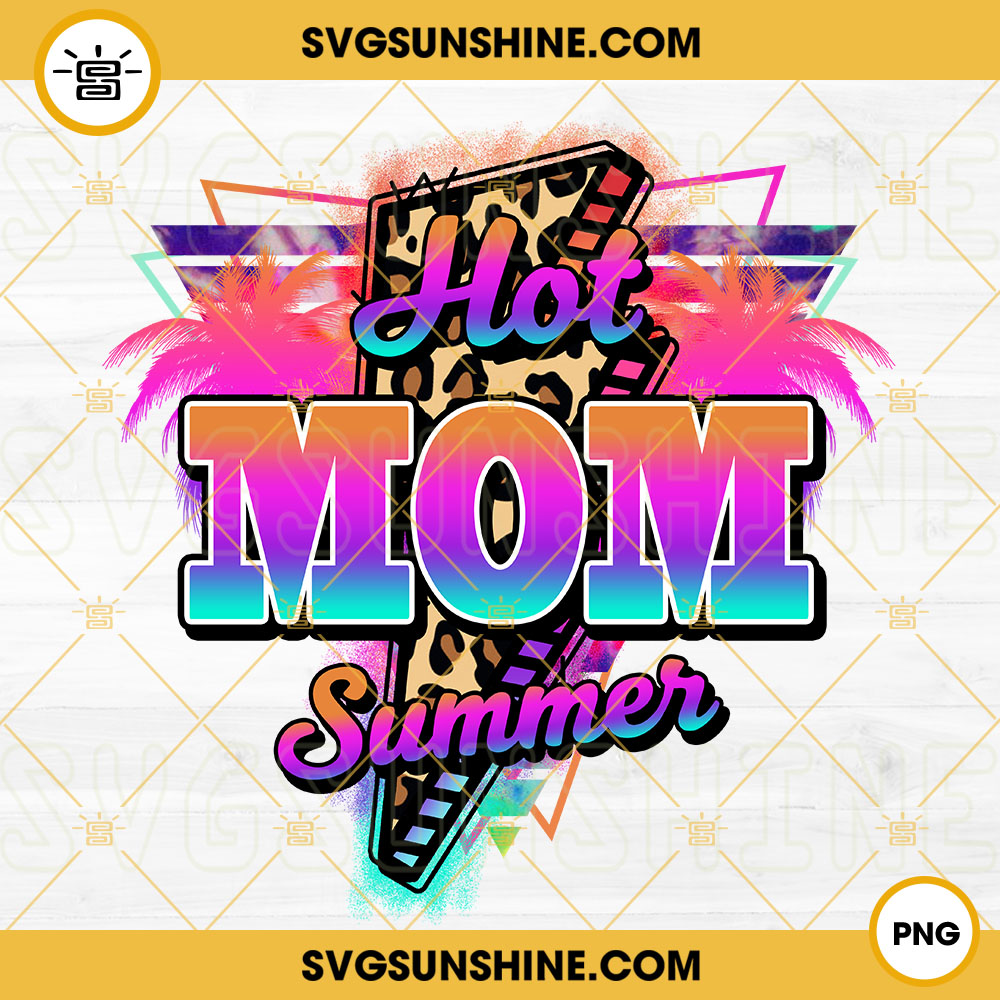 Hot Mom Summer PNG, Neon Summer Beach PNG, Retro Mom Sublimation PNG