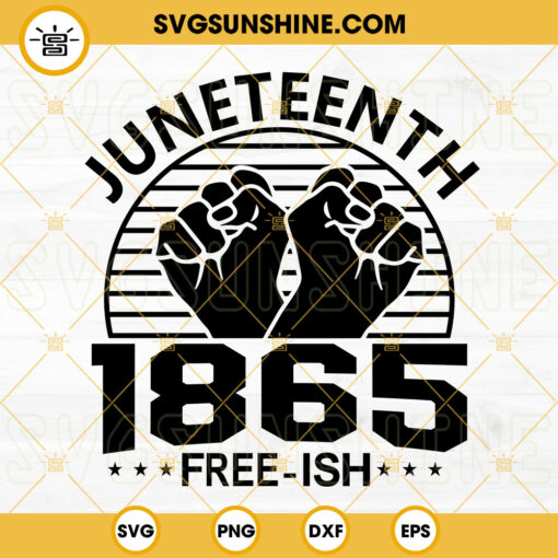 Juneteenth 1865 Free Ish SVG, Raised Fist SVG, Celebrate Black History SVG, Black Power SVG PNG DXF EPS