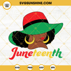 Juneteenth Sun Hat Woman SVG, Afro Woman SVG, Black History SVG, Juneteenth Girl SVG PNG DXF EPS