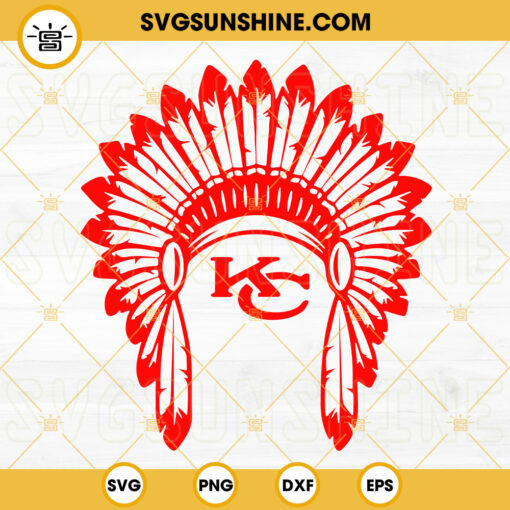 Indian Chief SVG, KC Chiefs Native American Headdress SVG, Kansas City Football SVG, NFL Team SVG PNG DXF EPS