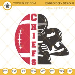 Chiefs Half Player Embroidery Design, Kansas City Chiefs Embroidery File