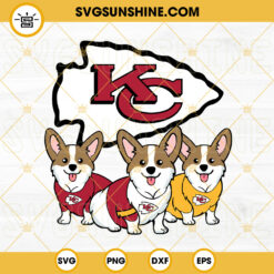 Kansas City Chiefs Corgi SVG, Cute Chiefs SVG, Football Dog SVG PNG DXF EPS Cut Files