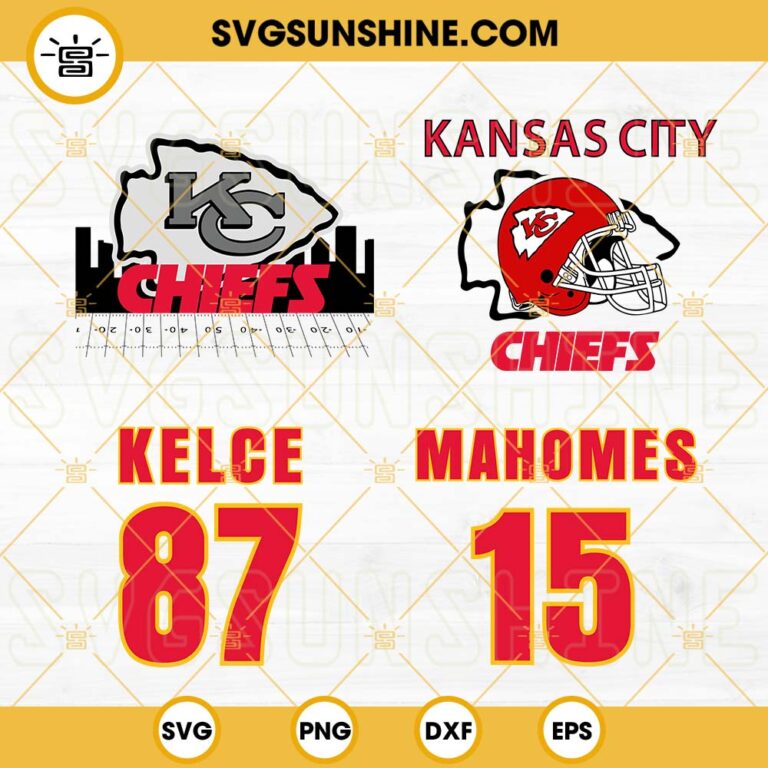 Kansas City Chiefs Svg Bundle Travis Kelce Svg Mahomes Svg Chiefs Football Helmet Svg Png Dxf Eps