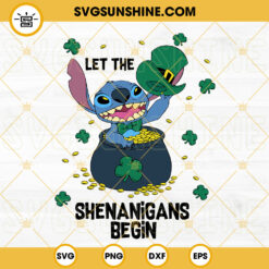 Let The Shenanigans Begin Stitch SVG, Shamrock SVG, Leprechaun Stitch SVG, St Patricks Day SVG PNG DXF EPS