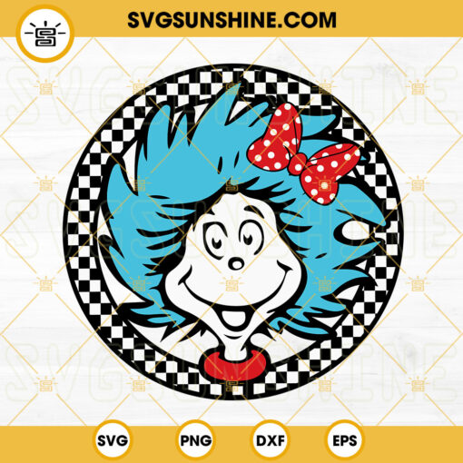 Checkered Little Miss Thing SVG, Thing Girl SVG, Teacher SVG, Dr Seuss SVG PNG DXF EPS Files