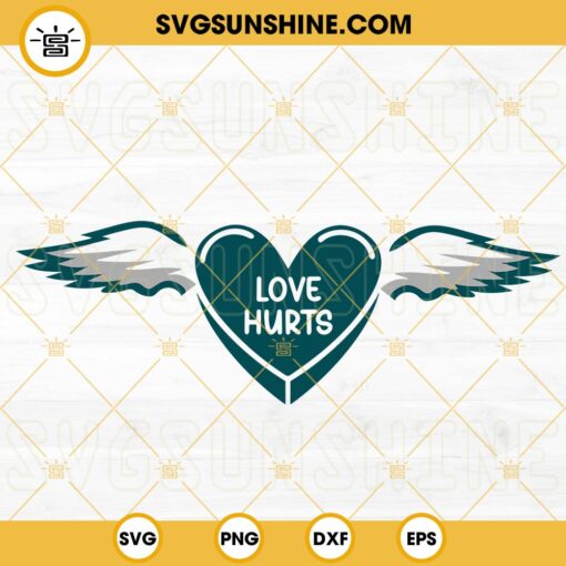Love Hurts SVG, Jalen Hurts SVG, Eagles Player Football SVG, Philadelphia Eagles SVG PNG DXF EPS