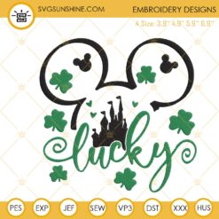 Lucky Mickey Ears Embroidery Designs, St Patricks Day Mouse Embroidery Files