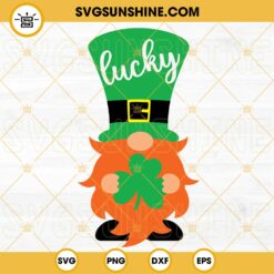 Lucky Gnome SVG, Irish SVG, Clover SVG, Happy St Patricks Day Gnomies SVG PNG DXF EPS Digital Download