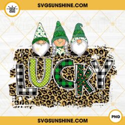 Lucky Gnome Leopard Print PNG, Irish Shamrock PNG, St Patricks Day Gnome PNG