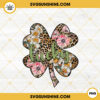 Lucky Leopard Four Leaf Clover PNG, Retro Flower PNG, St Patricks Day PNG File