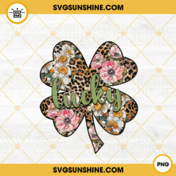 Lucky Leopard Four Leaf Clover PNG, Retro Flower PNG, St Patricks Day PNG File