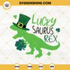 Lucky Saurus Rex SVG, Tyrannosaurus Leprechaun Hat SVG, St Patricks Day Dinosaur SVG PNG DXF EPS Files