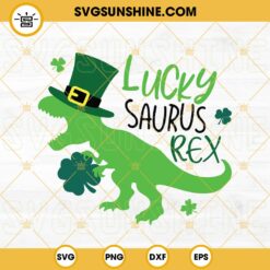 St Pat Rex Day SVG, Lucky Dinosaur SVG, T Rex St Patrick’s Day SVG PNG DXF EPS