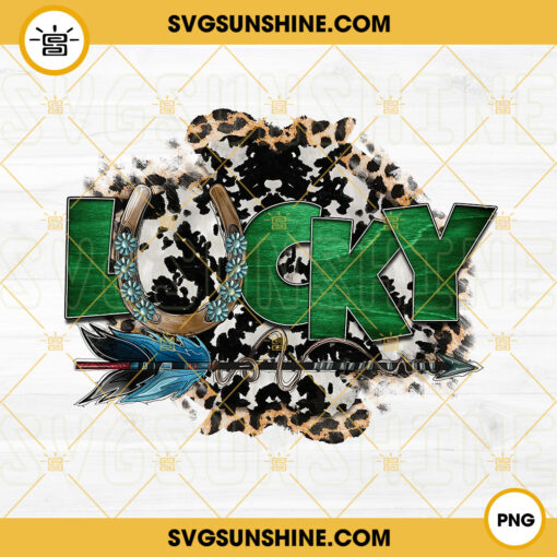 Lucky Western PNG, Leopard Cowhide PNG, St Patricks Day PNG Sublimation Digital Download