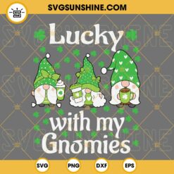 Three Gnomies St Patricks Day SVG, Gnome St Patricks Day SVG, Lucky Gnome SVG Files For Cricut