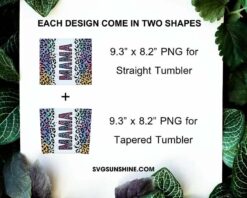 Mama Glitter Leopard 20oz Skinny Tumbler Wrap, Mothers Day Tumbler Sublimation Design