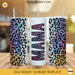 Mama Glitter Leopard 20oz Skinny Tumbler Wrap, Mothers Day Tumbler Sublimation Design