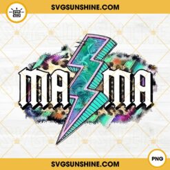 Mama Lightning Bolt Cheetah PNG, Rock Mama PNG, Vintage Mom PNG, Mother's Day PNG Download