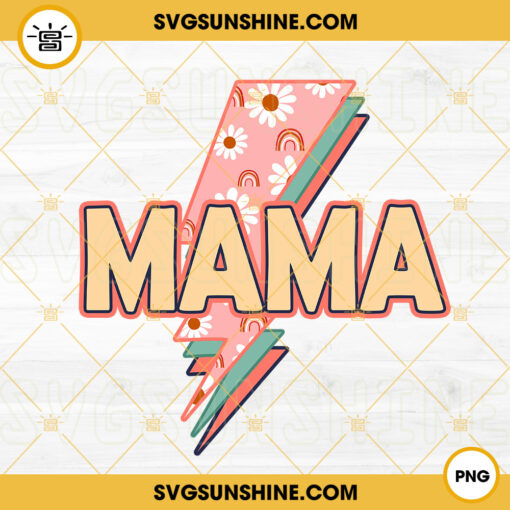Mama Lightning Bolt PNG, Rock Mama PNG, Floral Print PNG Sublimation Digital File