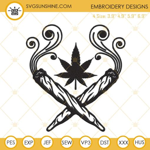 Marijuana Joint Embroidery Designs, Weed Embroidery Files