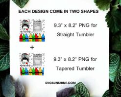 Messy Bun Teacher Life Skinny Tumbler Wrap, Teacher Nutrition Facts Tumbler Design Download