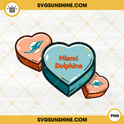 Miami Dolphins Conversation Hearts PNG, Dolphins Football Love PNG Sublimation Download
