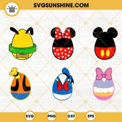 Mickey And Friends Easter Eggs SVG Bundle, Rabbit Mouse Ears SVG, Disney Happy Easter SVG PNG DXF EPS