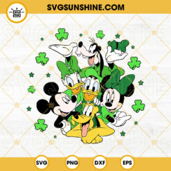 Mickey Minnie Happy St Patricks Day SVG, Disney Lucky Shamrock SVG PNG DXF EPS Cut Files