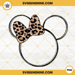 Minnie Leopard Bow PNG, Family Trip PNG, Minnie Mouse Ears PNG Instant Download