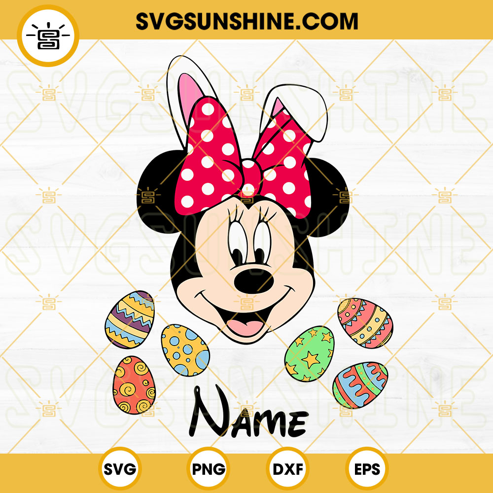 Minnie Mouse Easter Bunny SVG, Easter Eggs SVG, Disney Happy Easter SVG PNG DXF EPS