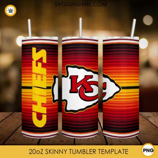 Chiefs Logo 20oz Skinny Tumbler Wrap, Kansas City Chiefs Tumbler PNG Digital Download File