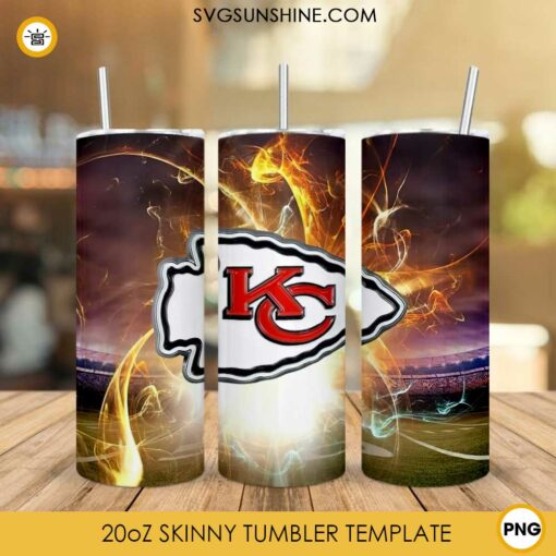 Kansas City Chiefs 20oz Skinny Tumbler PNG, Chiefs Football Team Tumbler Design PNG