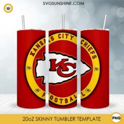 Kansas City Chiefs Football 20oz Tumbler Wrap, Super Bowl 2023 Tumbler Straight And Tapered PNG