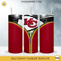 Kansas City Chiefs Zip Tumbler Wrap PNG, Chiefs Football Tumbler Design PNG Digital Download