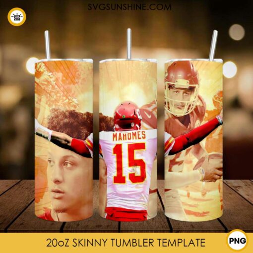 Mahomes 20oz Tumbler Wrap PNG, Chiefs Player Tumbler Digital Download File