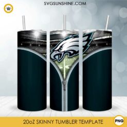 Philadelphia Eagles Zip Skinny Tumbler Wrap PNG, Eagles Football Tumbler Design PNG Digital Download
