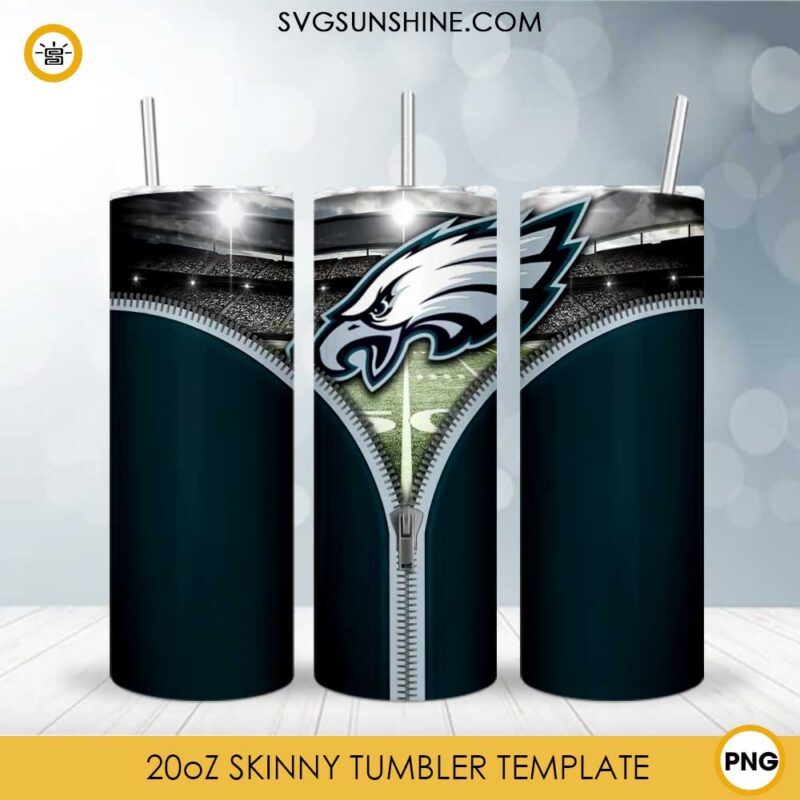 Philadelphia Eagles Zip Skinny Tumbler Wrap PNG, Eagles Football