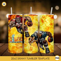 Eagles Vs Chiefs Tumbler Design PNG, Super Bowl LVII 2023 Skinny Tumbler Wrap PNG
