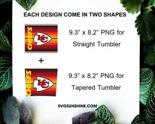 Chiefs Logo 20oz Skinny Tumbler Wrap, Kansas City Chiefs Tumbler PNG Digital Download File