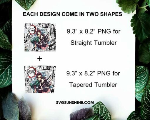 Demon Slayer Kimetsu No Yaiba Tumbler Wrap PNG, Anime Skinny Tumbler Design Digital Download