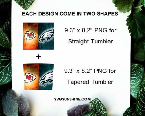 Super Bowl 2023 20oz Skinny Tumbler PNG, Eagles VS Chiefs 20oz Tumbler Design