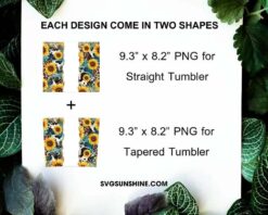Sunflower Leopard Cowhide Tumbler Wrap PNG Sublimation Design