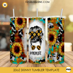 Mom Life Sunflower Bandana Skinny Tumbler Wrap, Western Mama Tumbler Sublimation PNG