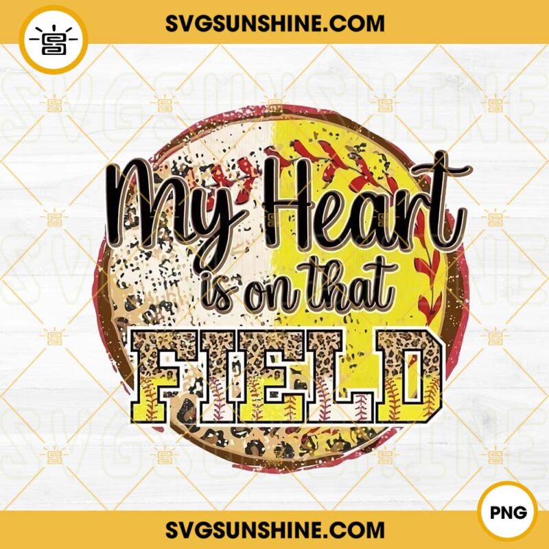 My Heart Is On That Field PNG, Leopard Print PNG, Baseball PNG
