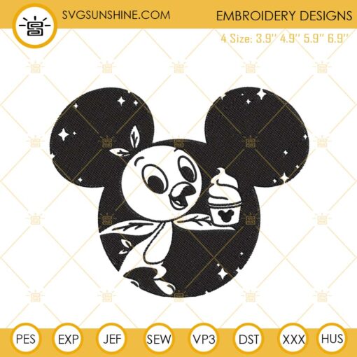 Orange Bird Mickey Ears Embroidery Designs, Disney Cartoon Embroidery Files