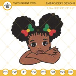 Black Girl Embroidery File, Black History Embroidery Design