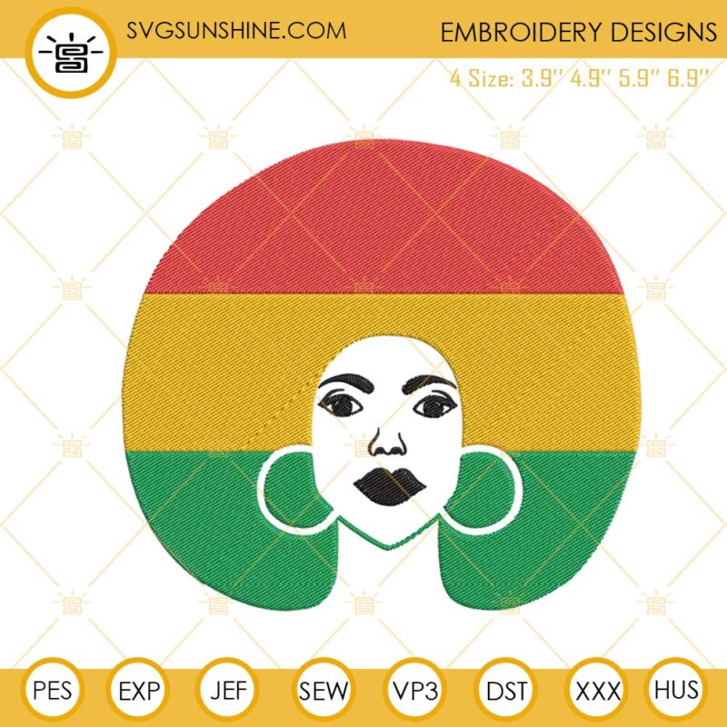 African Woman Head Embroidery Design, Black History Machine Embroidery File