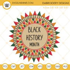 Black History Month Circle Embroidery Design Digital File